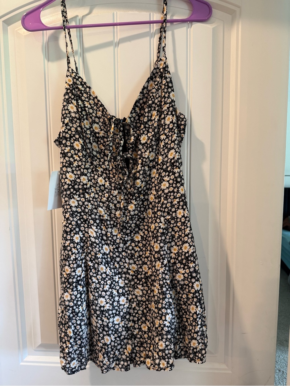 Dress Forum Black Floral Daisy Mini Dress with Yellow Accents